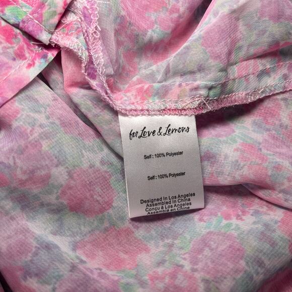 For Love & Lemons Oakley Sweetheart Neck Open Back Floral Mini Dress Pink Size M - Picture 5 of 7